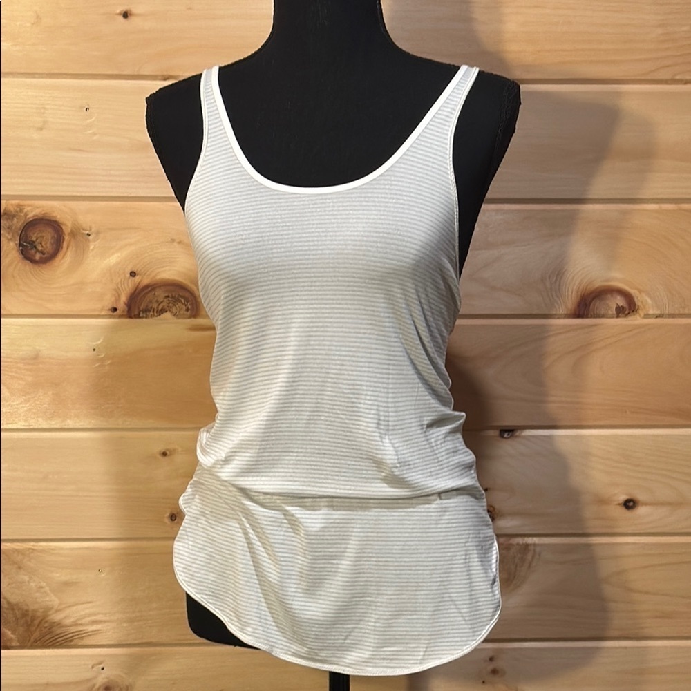 Lululemon Athletica White Striped Tank Top